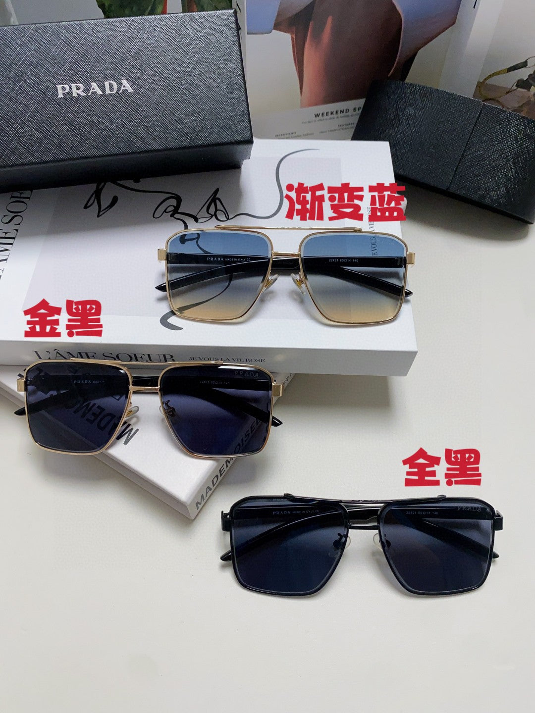 Prada Fashion Blue Lens Sunglasses for Men - 449408 - detail image 9