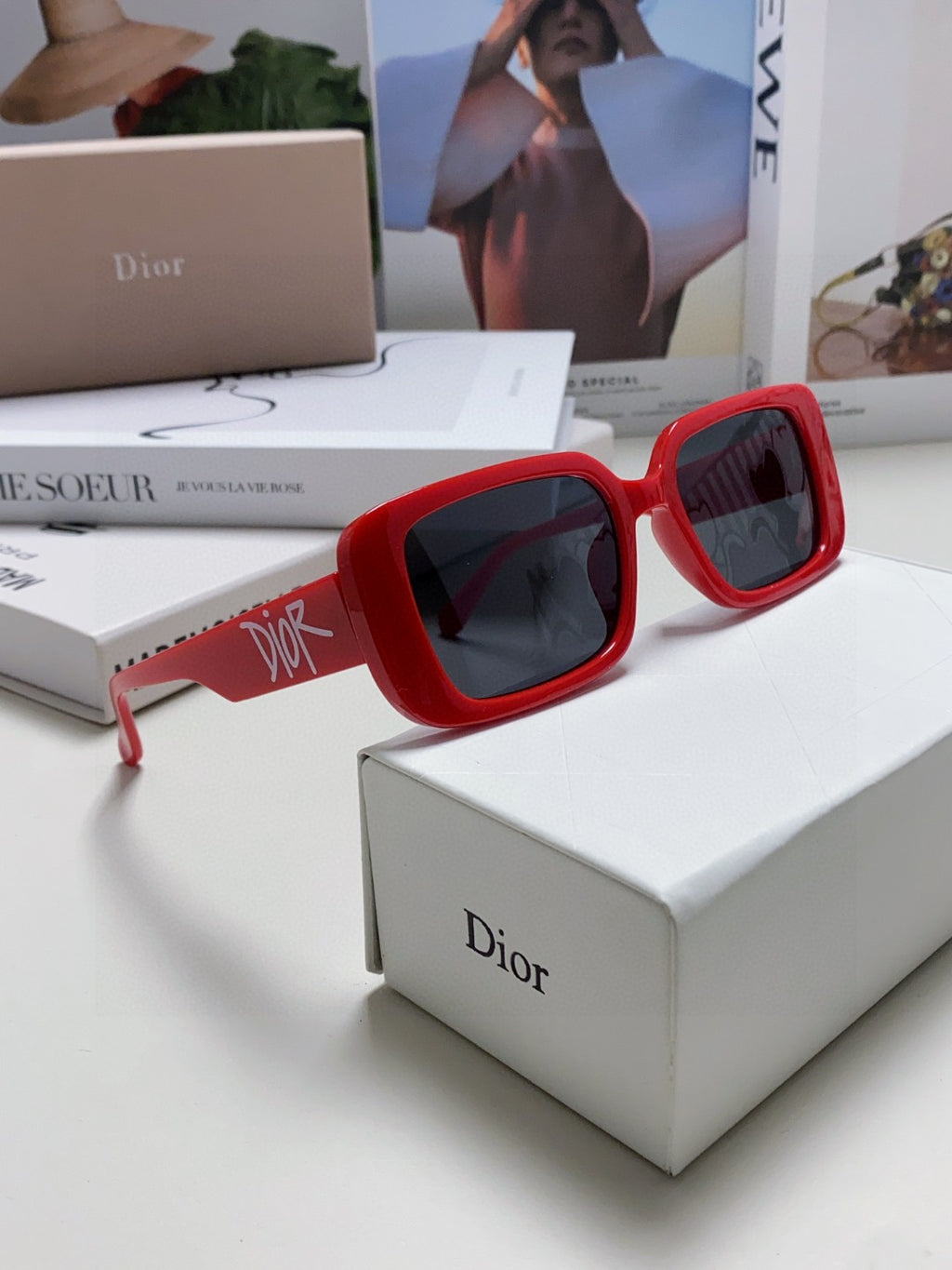Dior Square Red Lens Sunglasses for Women - 486725 - detail image 7