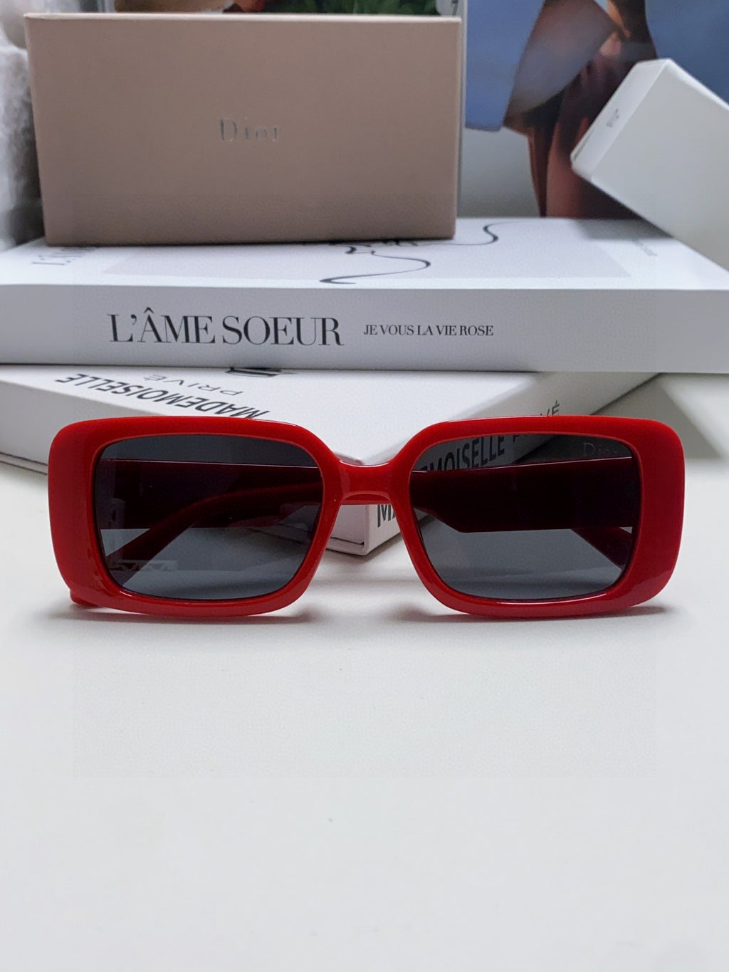 Dior Square Red Lens Sunglasses for Women - 486725 - detail image 6