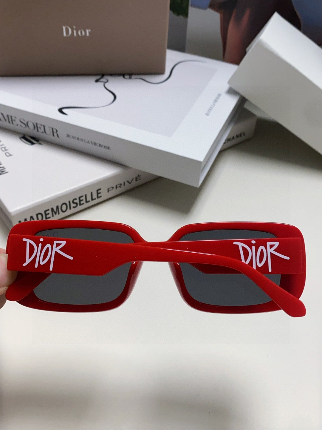Dior Square Red Lens Sunglasses for Women - detail image 4
