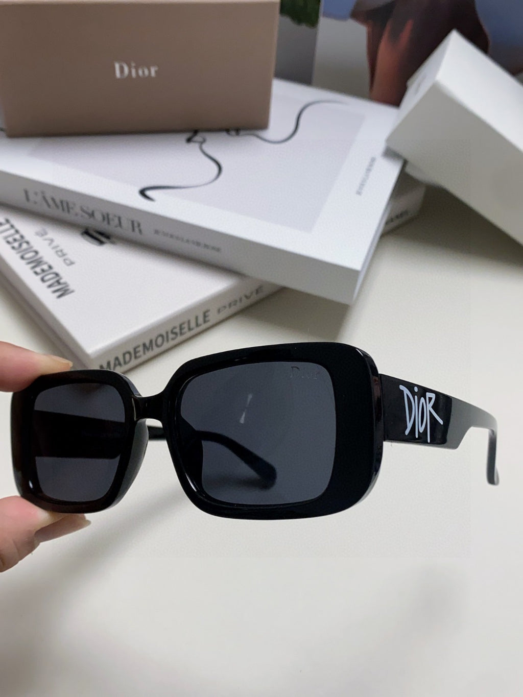 Dior Square Blue Lens Sunglasses for Women - detail image 5