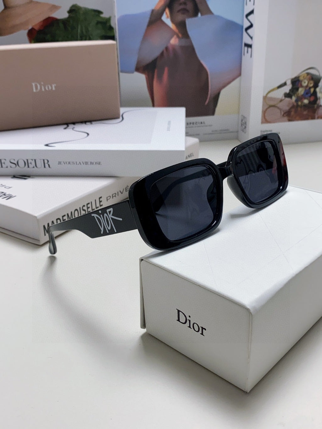 Dior Square Blue Lens Sunglasses for Women - detail image 7