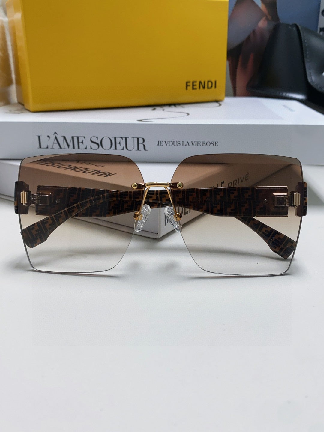 Fendi Polarized Square Brown Lens Sunglasses for Women - 358749 - detail image 6