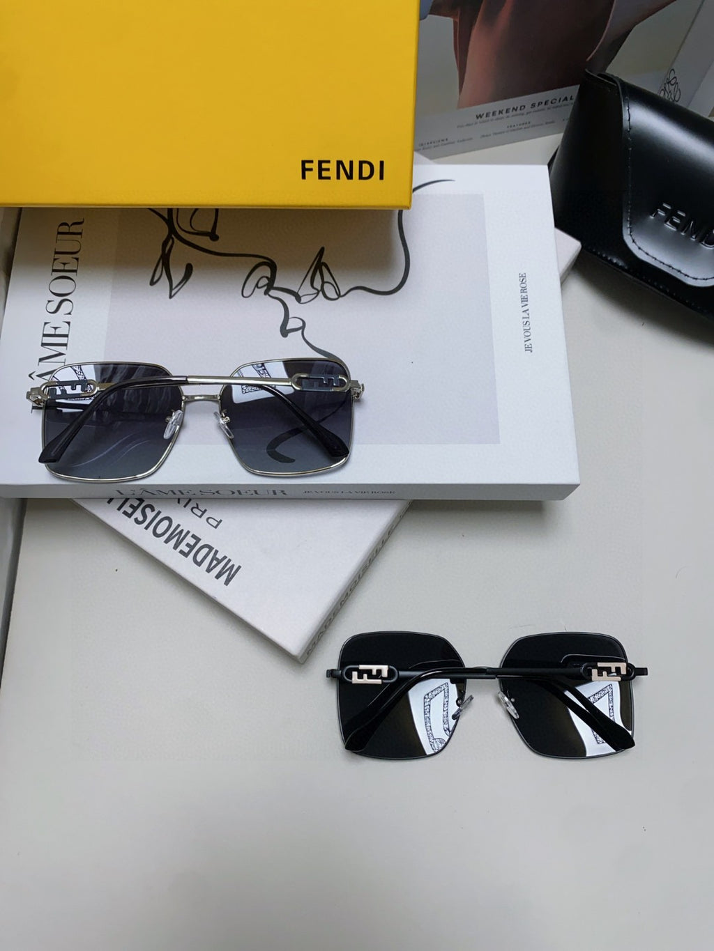 Fendi Polarized Metal Oversized Silver Lens Sunglasses for Women - detail image 3