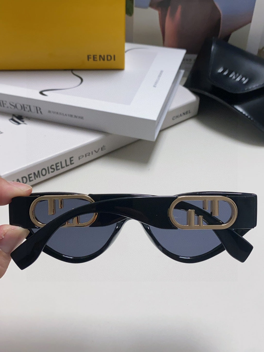Fendi Metal Cat-Eye Blue Lens Sunglasses for Women - detail image 4