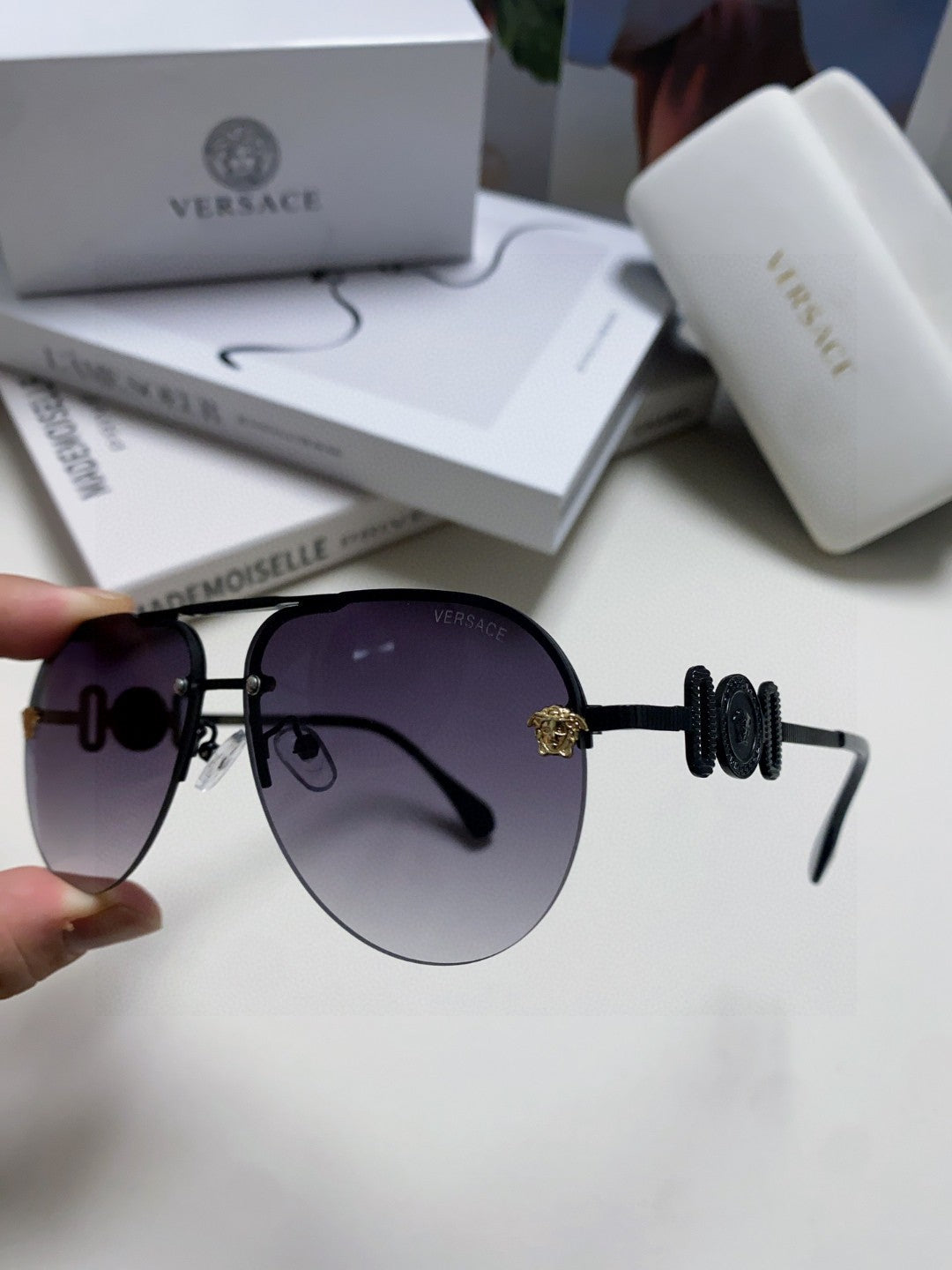 Versace Polarized Fashion Gray Lens Sunglasses for Men & Women - detail image 5