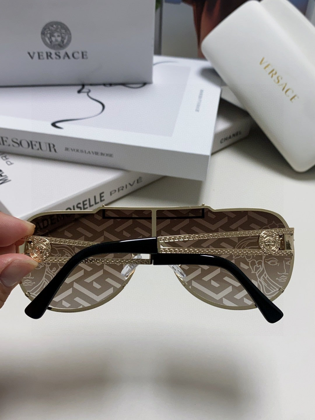 Versace Oversized Gray Lens Sunglasses for Men & Women - 358788 - detail image 4