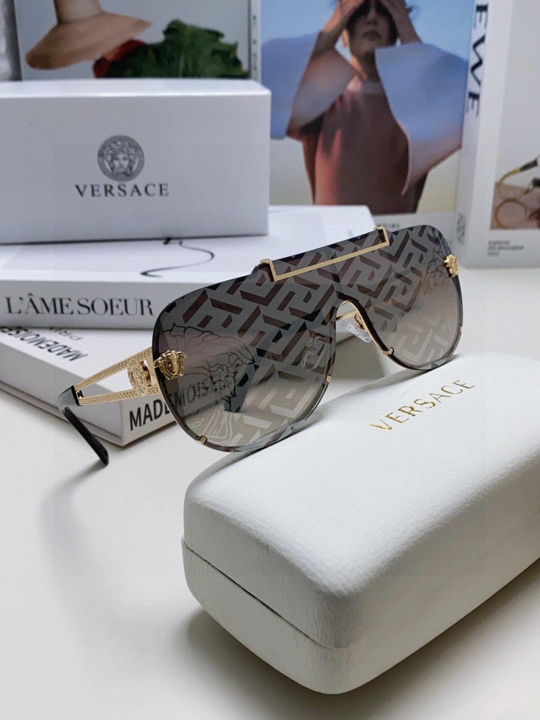 Versace Oversized Gray Lens Sunglasses for Men & Women - 432786 - detail image 7