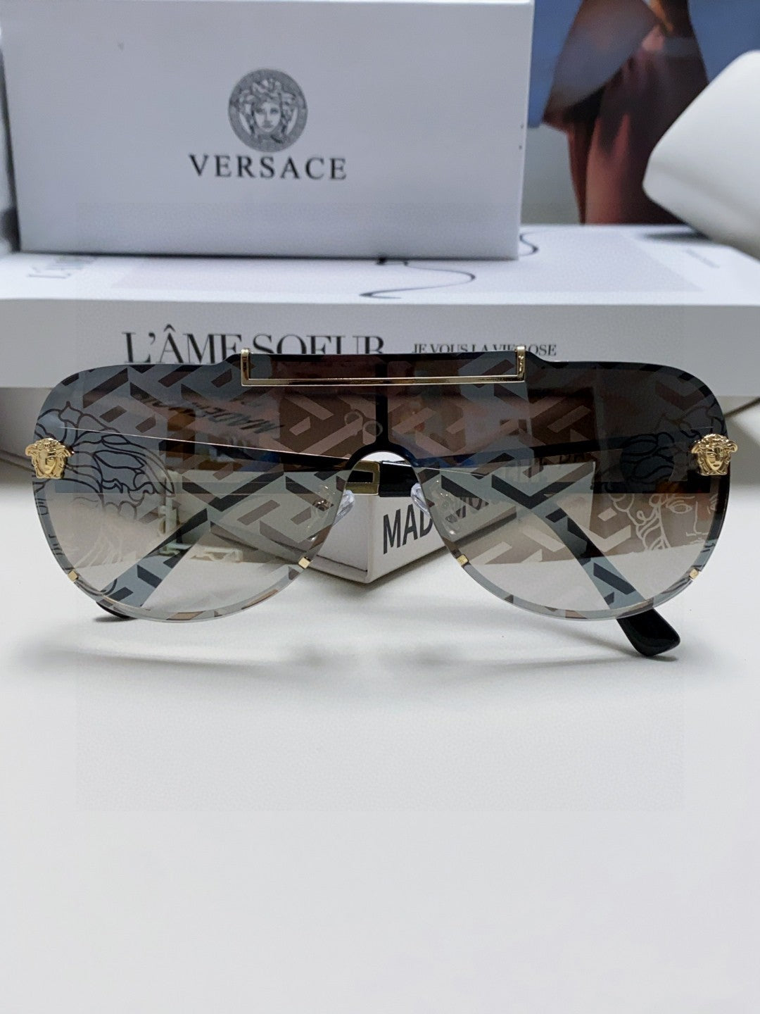Versace Oversized Gray Lens Sunglasses for Men & Women - 358788 - detail image 6
