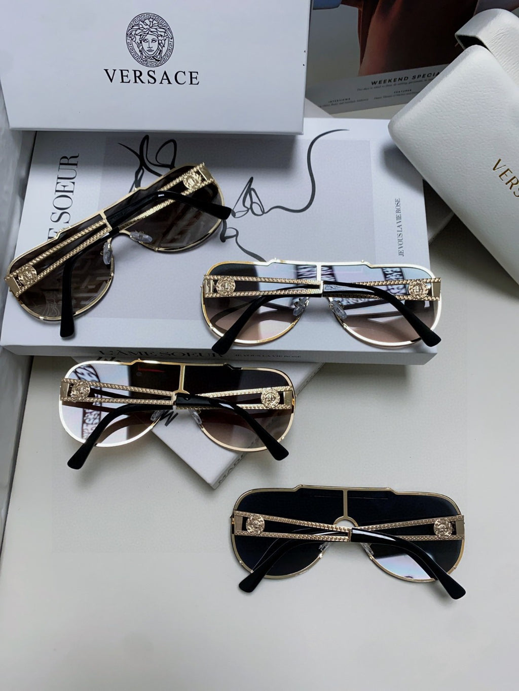 Versace Oversized Gray Lens Sunglasses for Men & Women - 358788 - detail image 8