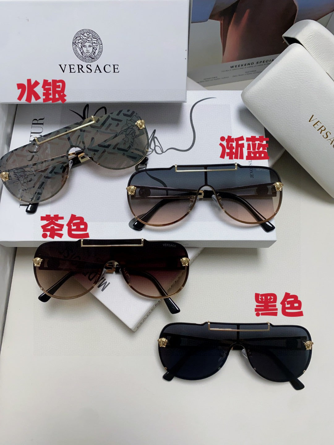 Versace Oversized Gray Lens Sunglasses for Men & Women - 487815 - detail image 9