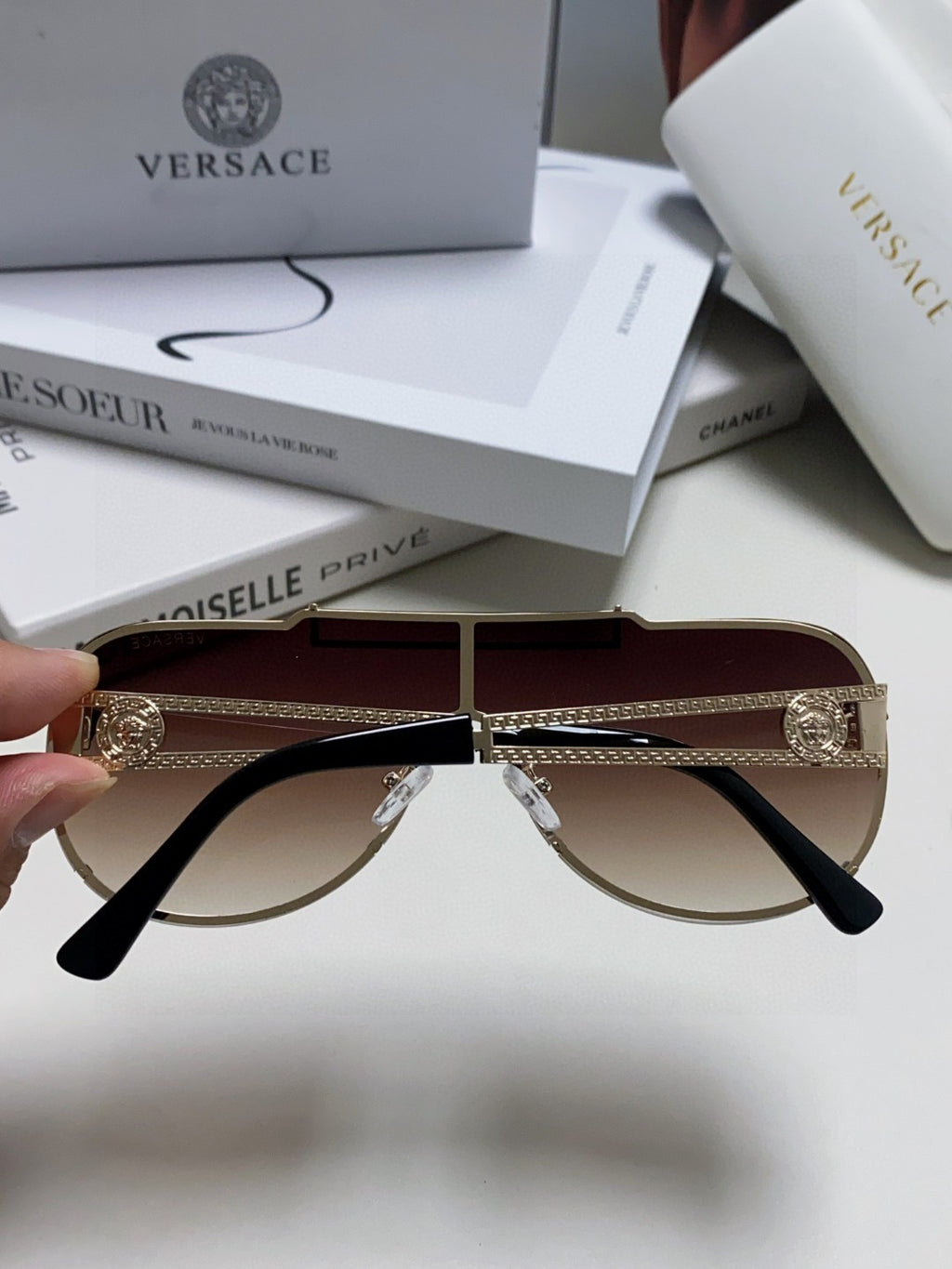 Versace Oversized Gray Lens Sunglasses for Men & Women - 358790 - detail image 3