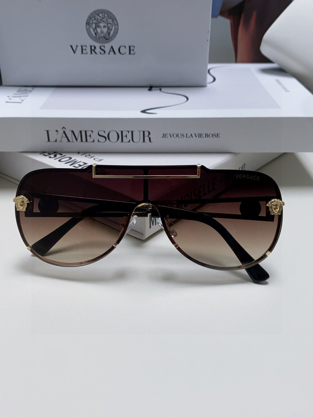 Versace Oversized Gray Lens Sunglasses for Men & Women - 432788 - detail image 4