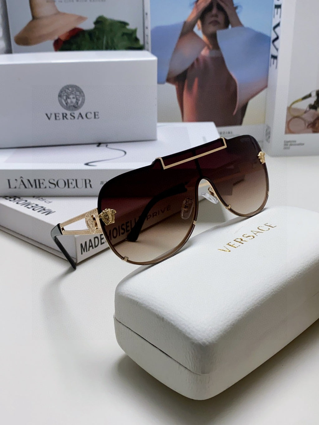 Versace Oversized Gray Lens Sunglasses for Men & Women - 432788 - detail image 5