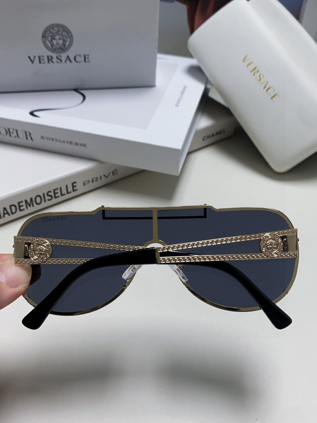 Versace Oversized Black Lens Sunglasses for Men & Women - 358774 - detail image 4