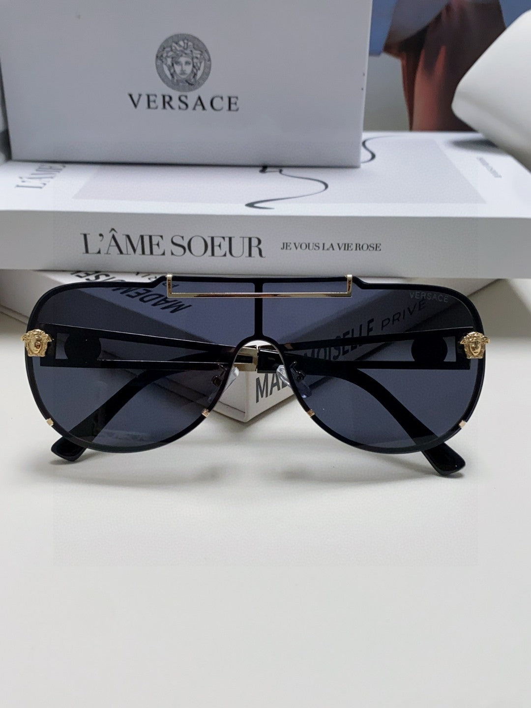 Versace Oversized Black Lens Sunglasses for Men & Women - 358774 - detail image 5