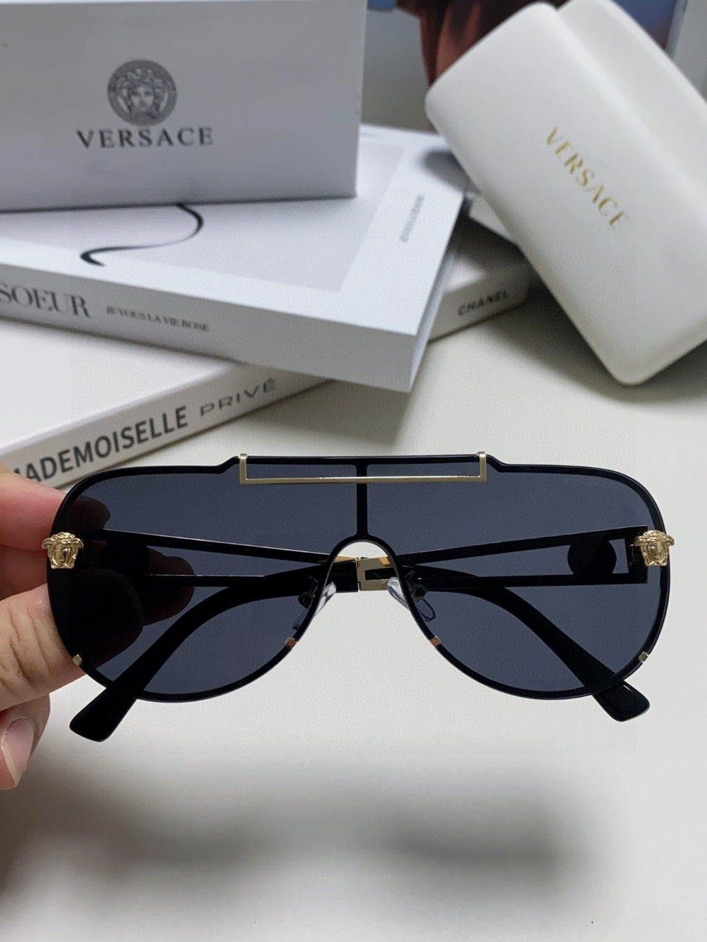 Versace Oversized Black Lens Sunglasses for Men & Women - 358774 - detail image 3