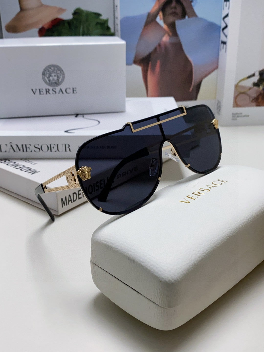 Versace Oversized Black Lens Sunglasses for Men & Women - 358774 - detail image 6