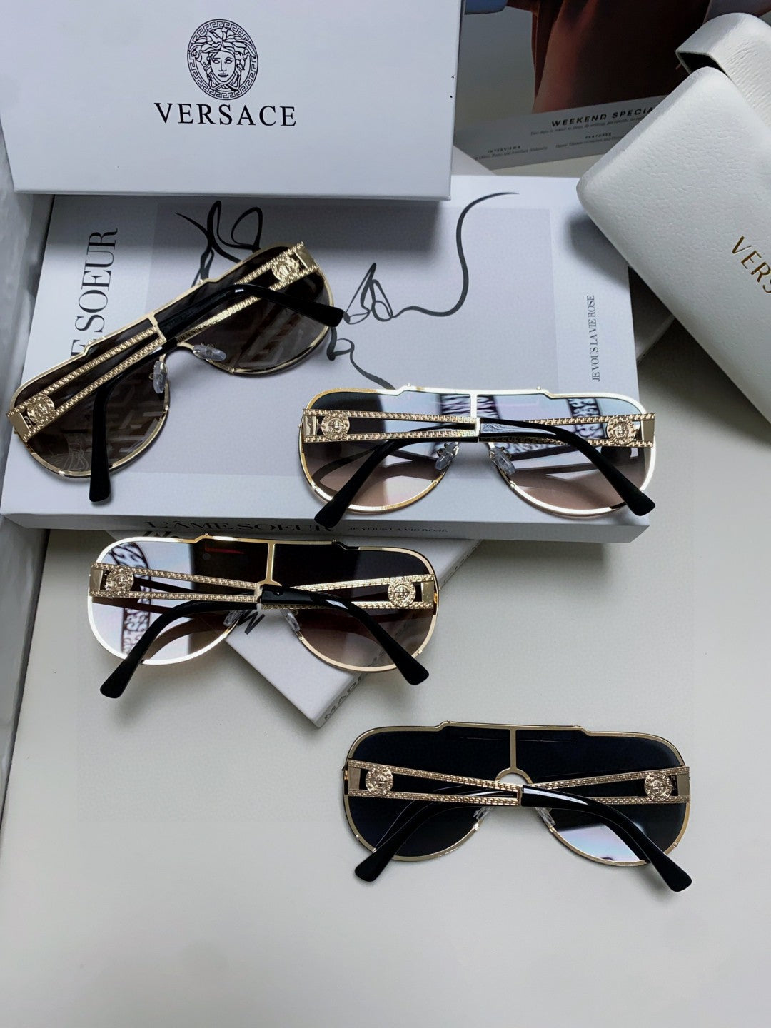 Versace Oversized Black Lens Sunglasses for Men & Women - detail image 7