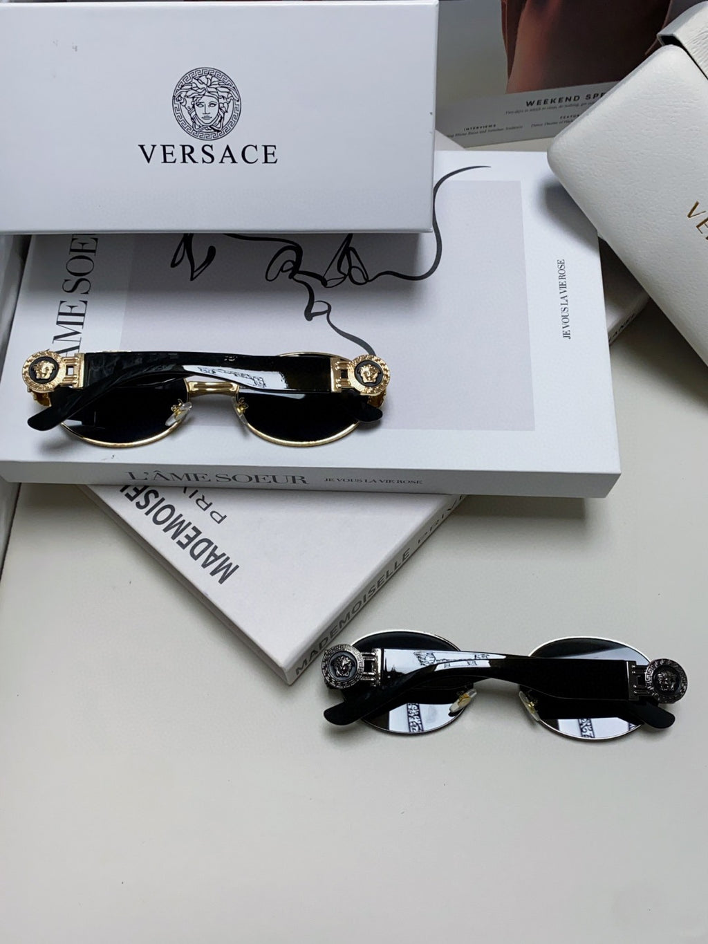 Versace VES71 Oval Silver Lens Sunglasses for Men & Women - detail image 8