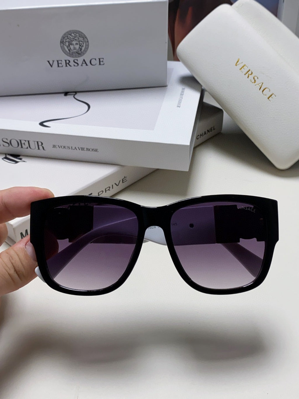 Versace Oversized Silver Lens Sunglasses for Men & Women - 372490 - detail image 3