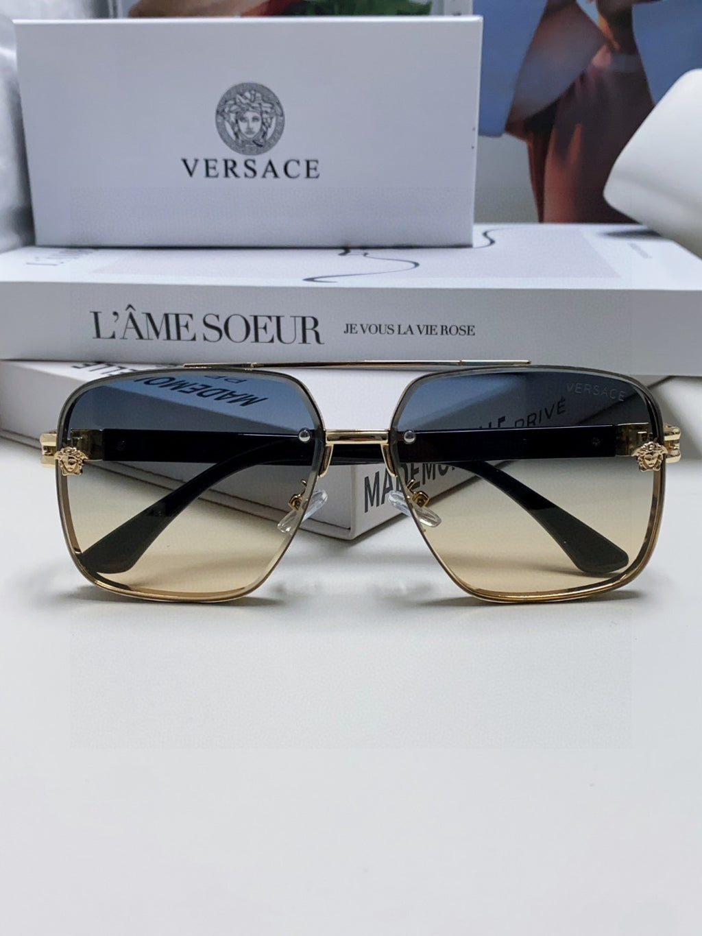 Versace Polarized Fashion Gray Lens Sunglasses for Men - 372486 - detail image 6
