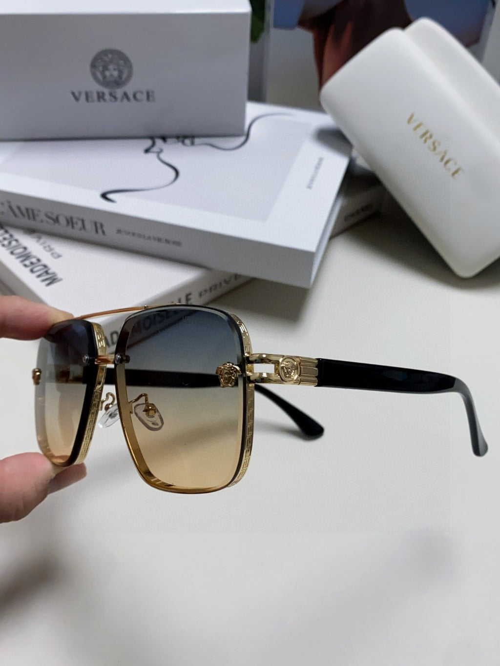 Versace Polarized Fashion Gray Lens Sunglasses for Men - 372486 - detail image 5
