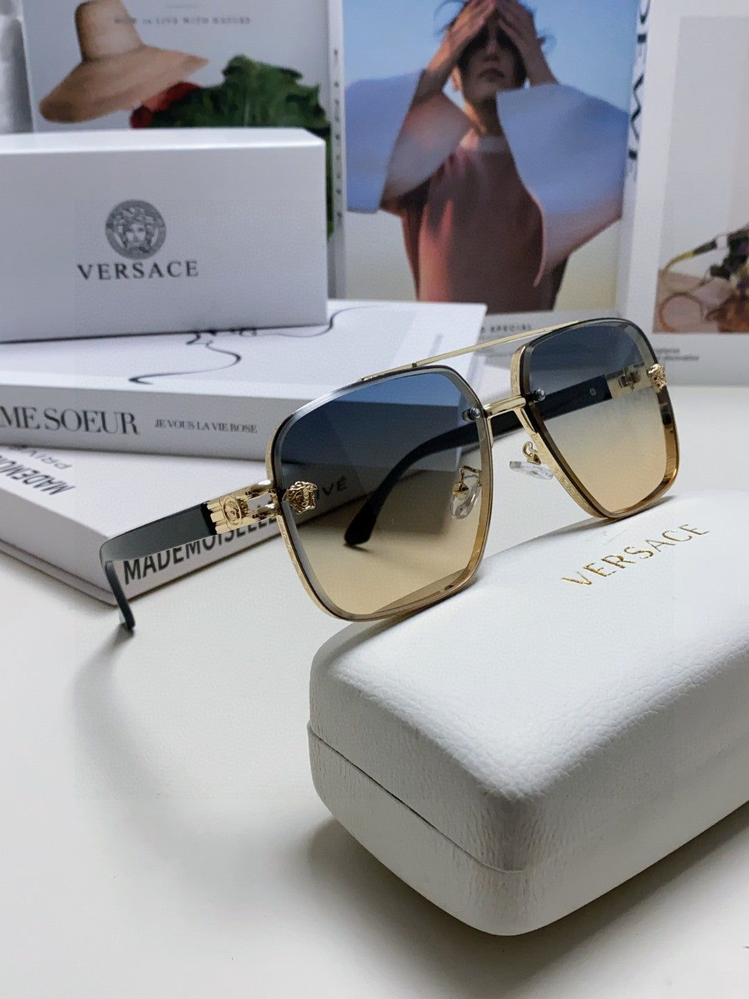 Versace Polarized Fashion Gray Lens Sunglasses for Men - 372486 - detail image 7