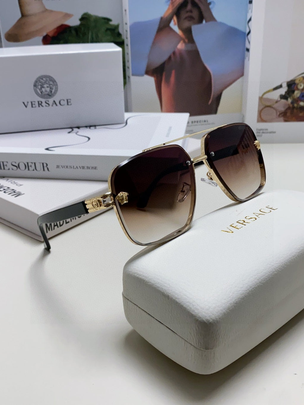 Versace Polarized Fashion Gray Lens Sunglasses for Men - 372487 - detail image 7