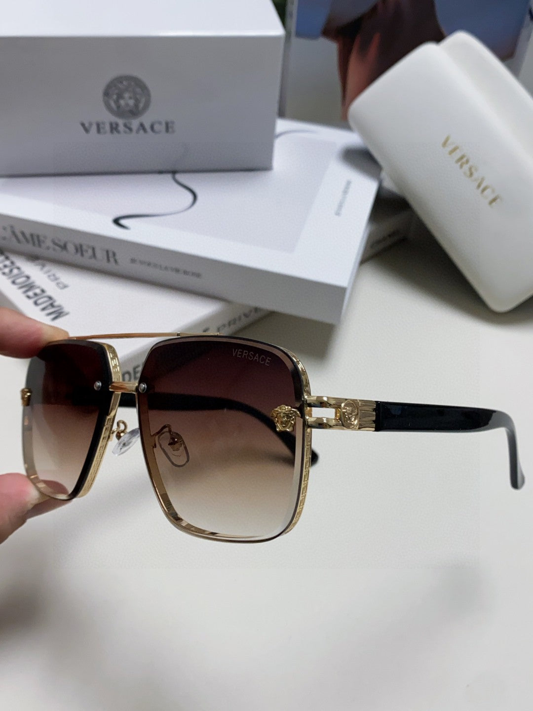 Versace Polarized Fashion Gray Lens Sunglasses for Men - 372487 - detail image 5
