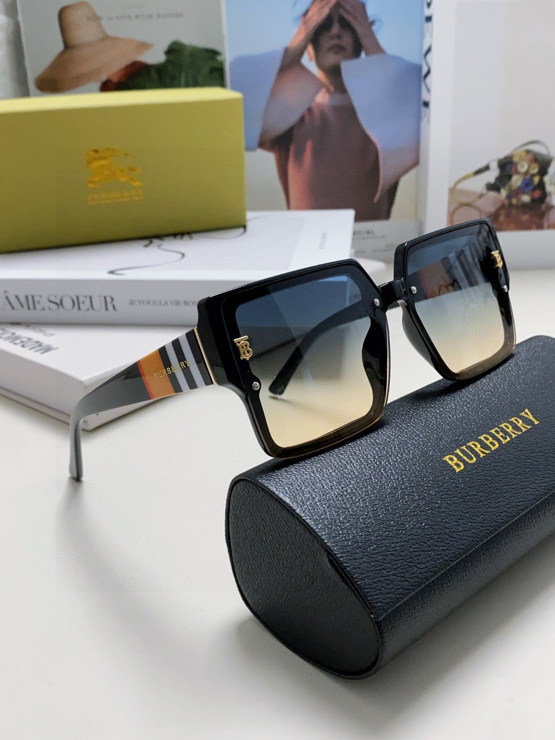 Burberry Oversized Black Lens Sunglasses for Women - 416061 - detail image 7