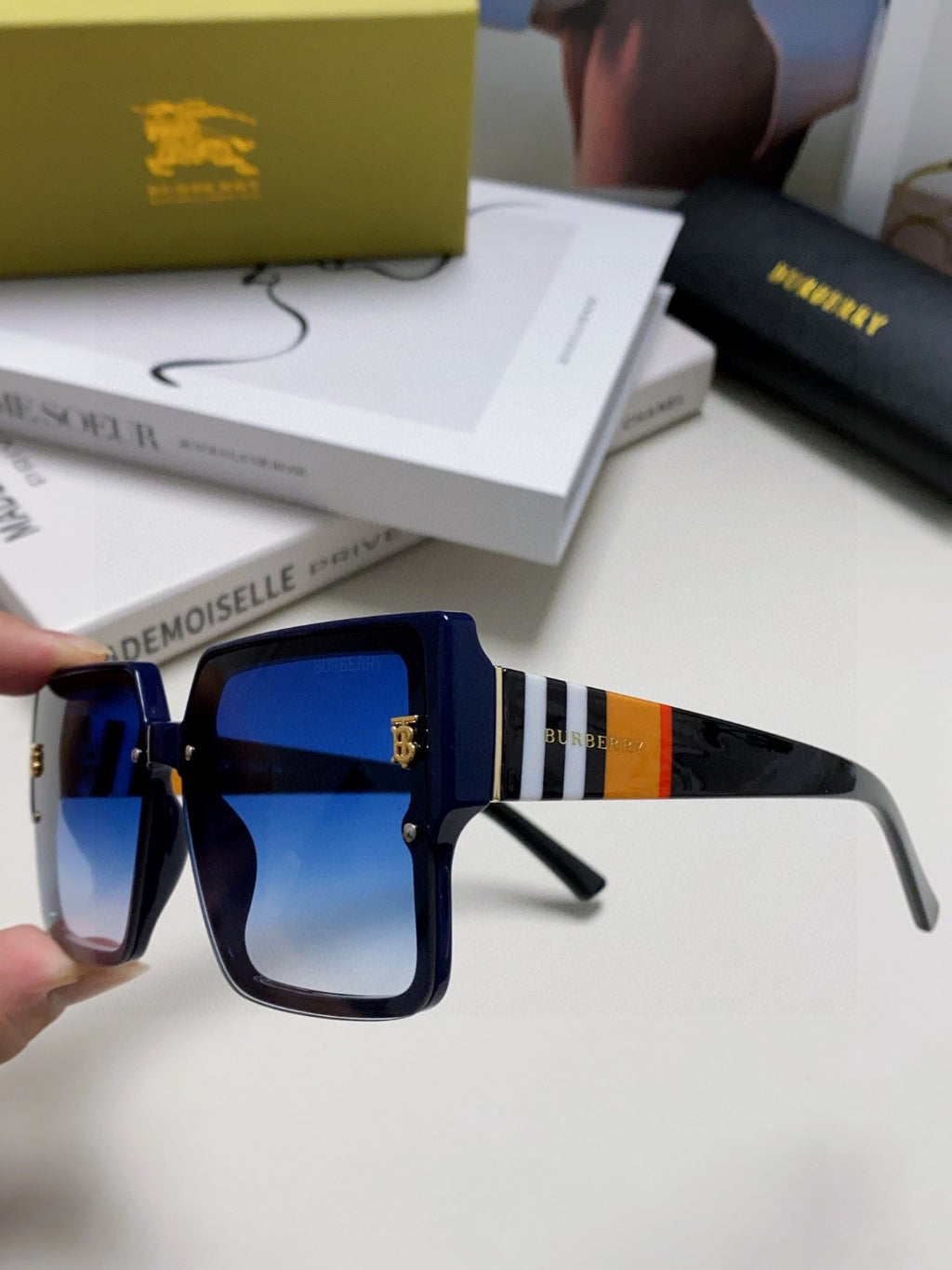 Burberry Oversized Blue Lens Sunglasses for Women - detail image 5