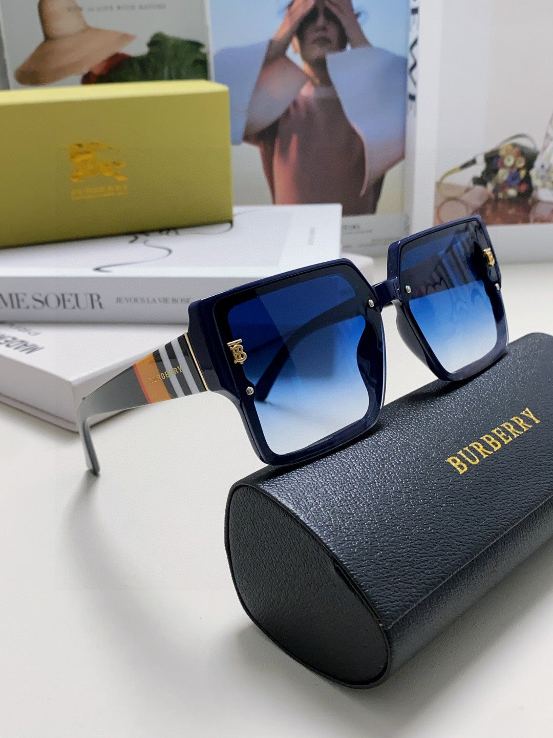 Burberry Oversized Blue Lens Sunglasses for Women - 416062 - detail image 7