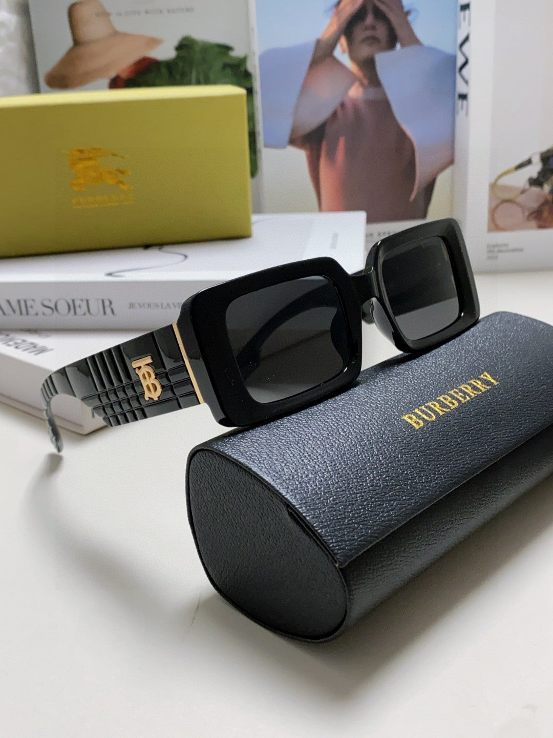 Burberry Square Gray Lens Sunglasses for Men & Women - detail image 7