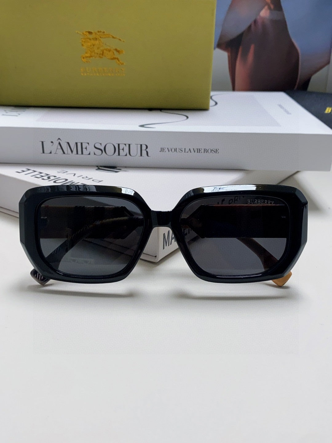 Burberry Rectangular Black Lens Sunglasses for Men & Women - 416068 - detail image 6