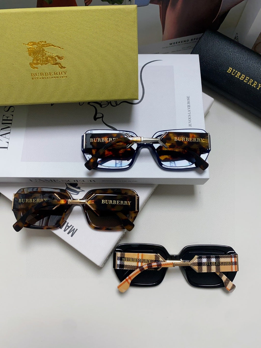 Burberry Rectangular Black Lens Sunglasses for Men & Women - 416068 - detail image 8
