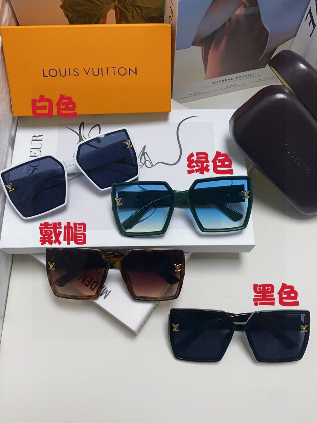Louis Vuitton Square Black Lens Sunglasses for Women - 414914 - detail image 8