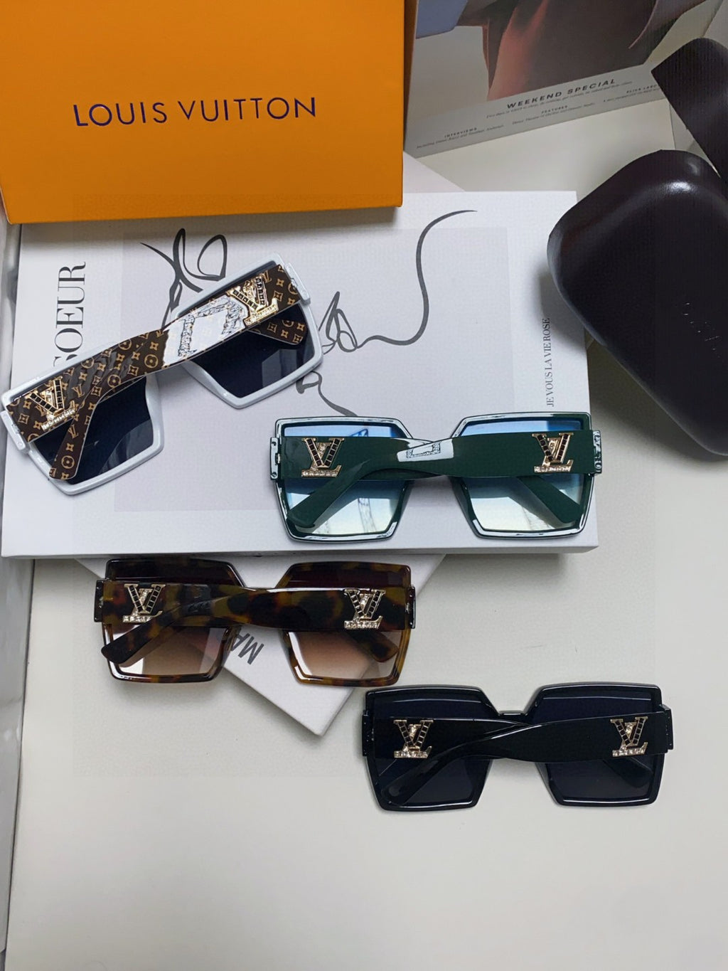 Louis Vuitton Square Black Lens Sunglasses for Women - 414914 - detail image 7
