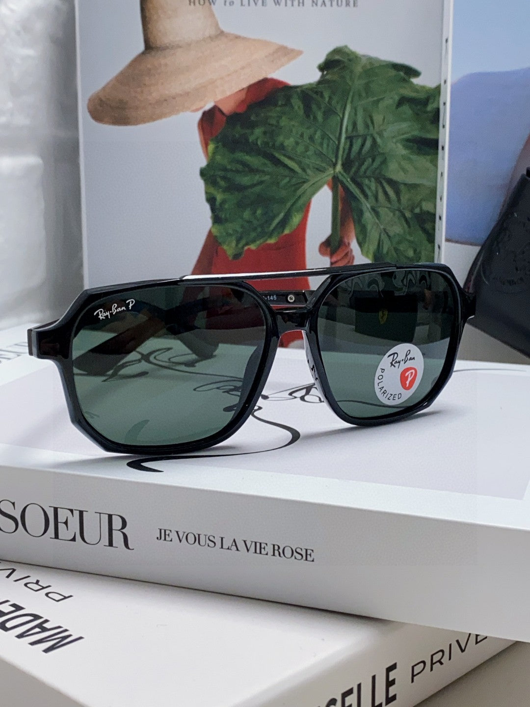 Ray-Ban Polarized Square Black Lens Sunglasses for Men & Women - 416646
