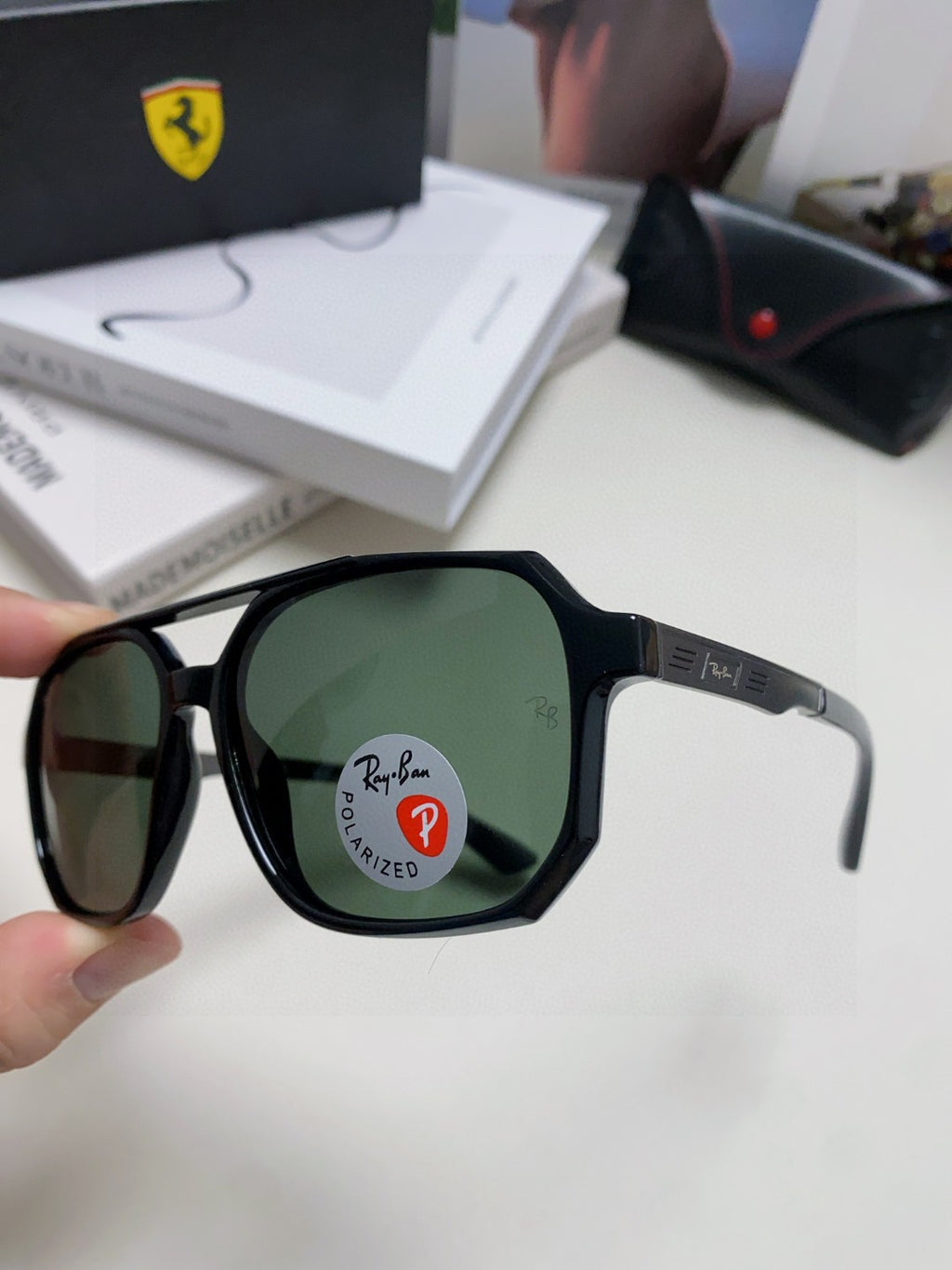 Ray-Ban Polarized Square Black Lens Sunglasses for Men & Women - 450102 - detail image 5