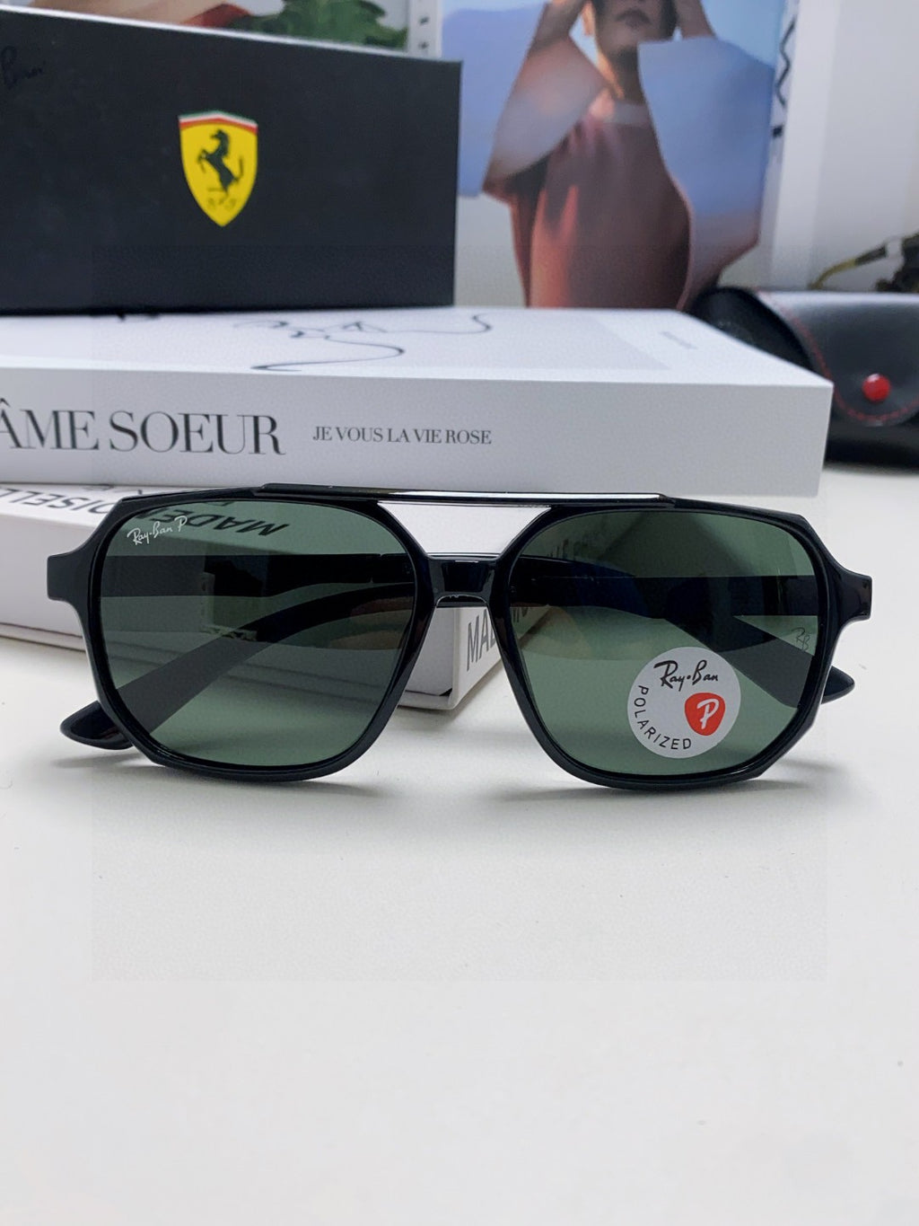 Ray-Ban Polarized Square Black Lens Sunglasses for Men & Women - 450102 - detail image 6