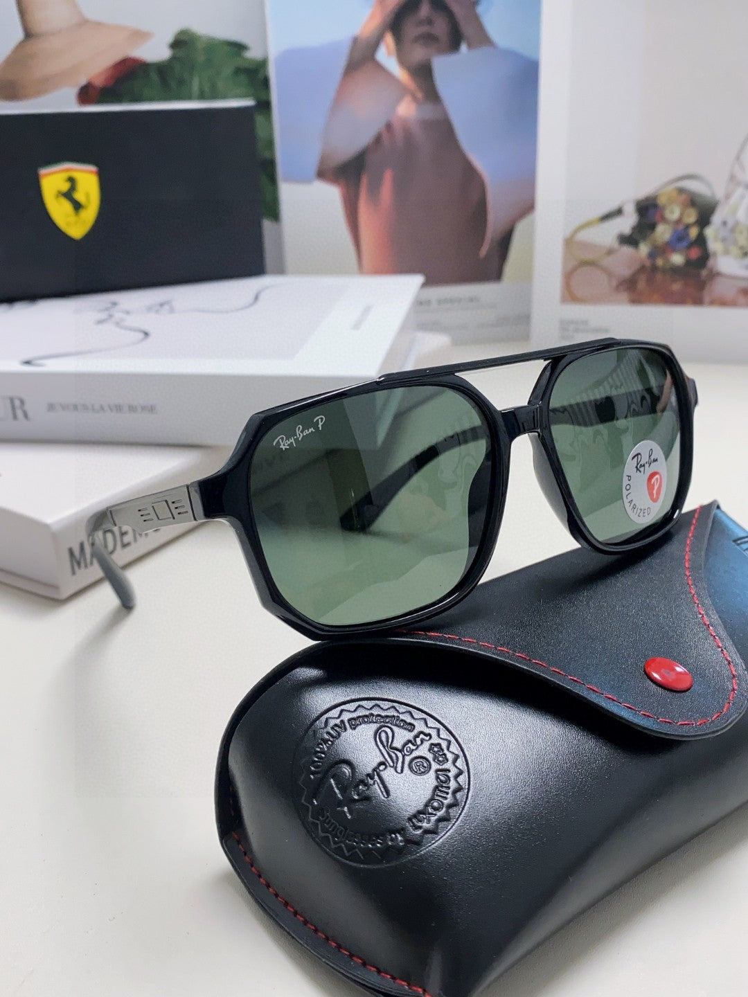 Ray-Ban Polarized Square Black Lens Sunglasses for Men & Women - 450102 - detail image 7