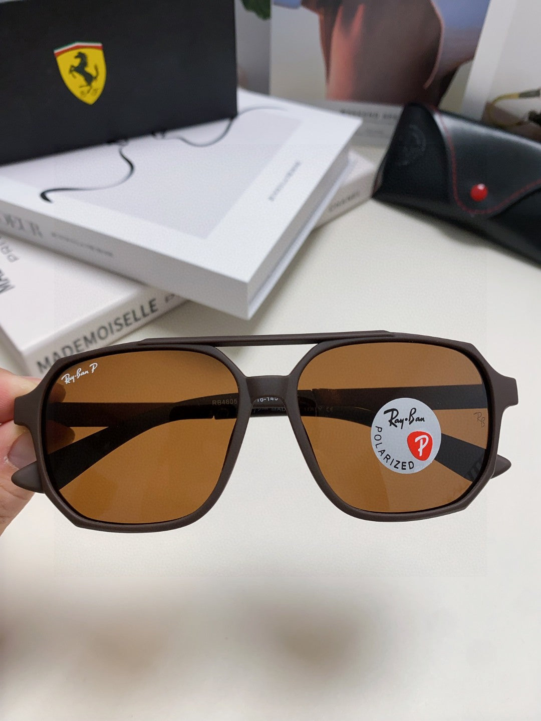 Ray-Ban Polarized Square Black Lens Sunglasses for Men & Women - 450103 - detail image 3