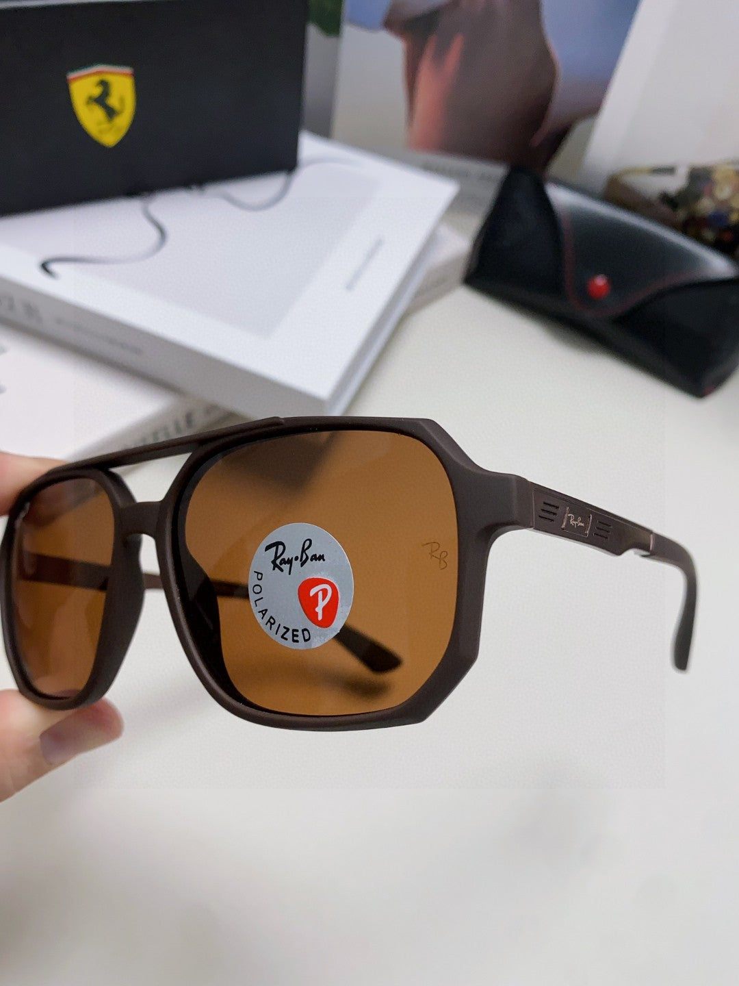 Ray-Ban Polarized Square Black Lens Sunglasses for Men & Women - 450103 - detail image 5