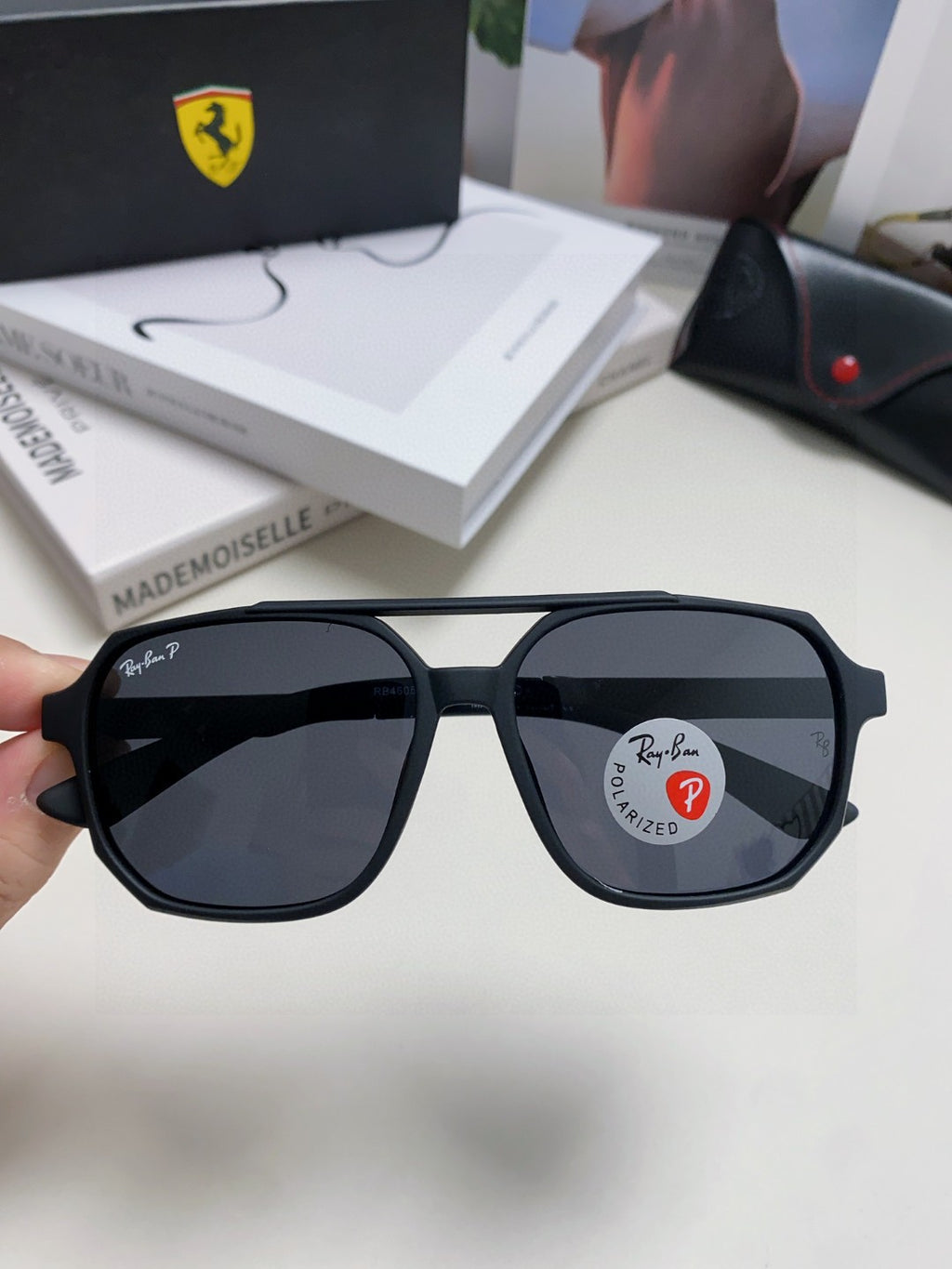 Ray-Ban Polarized Square Black Lens Sunglasses for Men & Women - 450104 - detail image 3