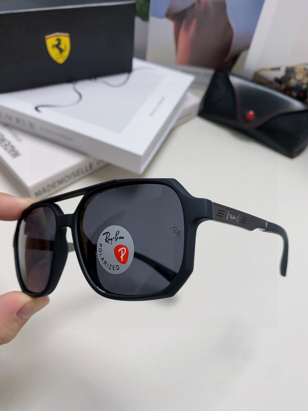 Ray-Ban Polarized Square Black Lens Sunglasses for Men & Women - 450104 - detail image 5