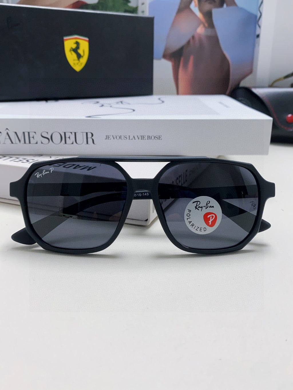 Ray-Ban Polarized Square Black Lens Sunglasses for Men & Women - 416648 - detail image 6
