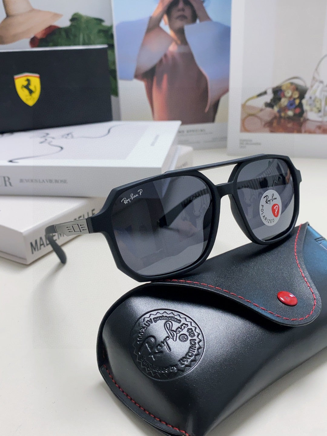 Ray-Ban Polarized Square Black Lens Sunglasses for Men & Women - 416648 - detail image 7