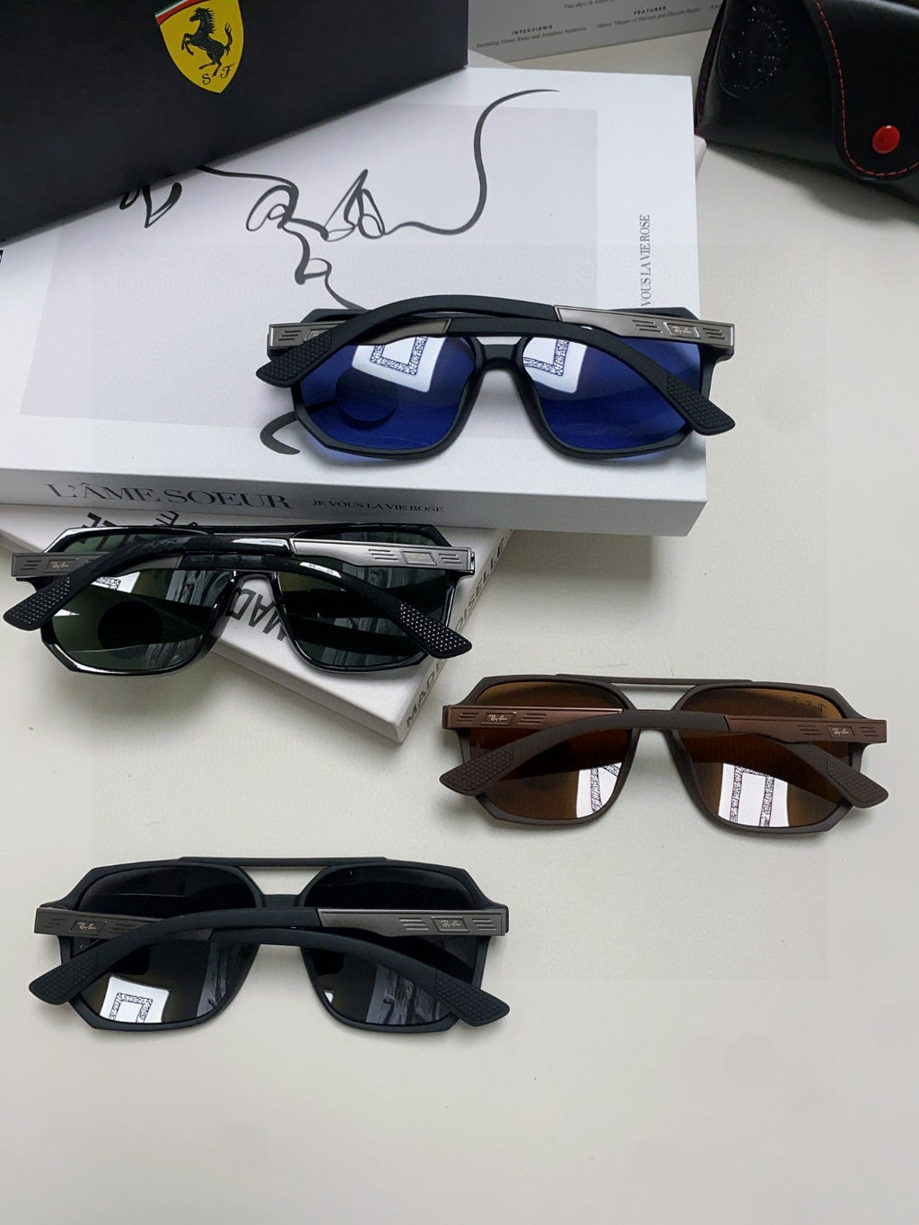 Ray-Ban Polarized Square Black Lens Sunglasses for Men & Women - 416648 - detail image 8