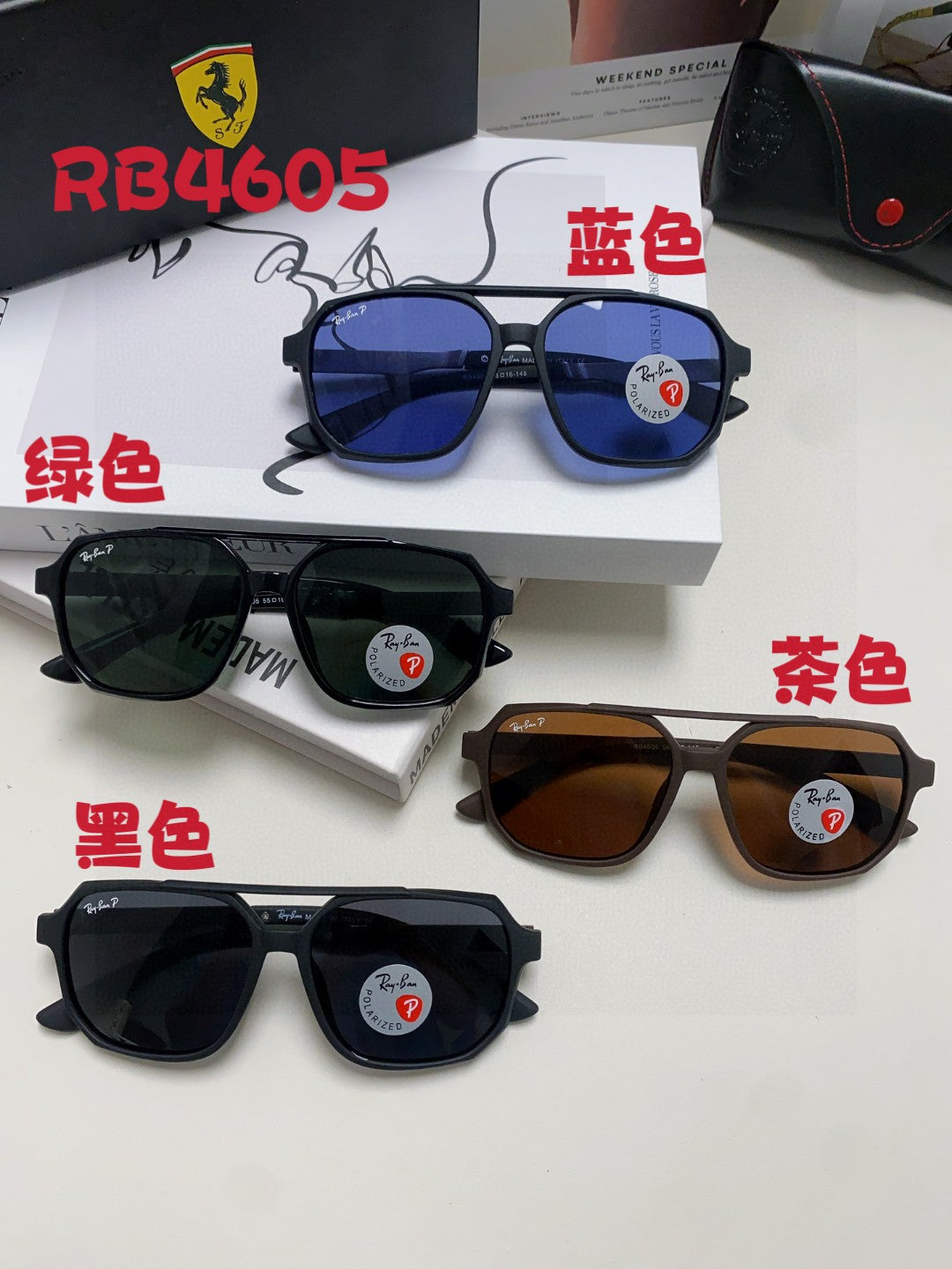 Ray-Ban Polarized Square Black Lens Sunglasses for Men & Women - 450104 - detail image 9